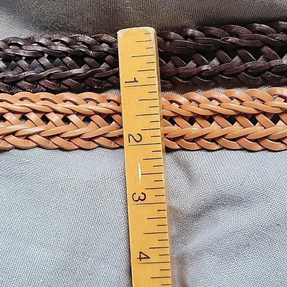 L.C.I Vintage Braided 1999 Leather Belt Set - Chocolate Brown and Brown Size S